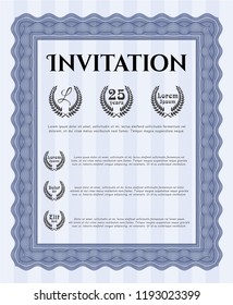 Blue Retro invitation. With quality background. Detailed. Cordial design. 