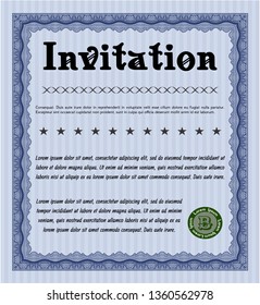 Blue Retro invitation. With quality background. Modern design. Customizable, Easy to edit and change colors. 