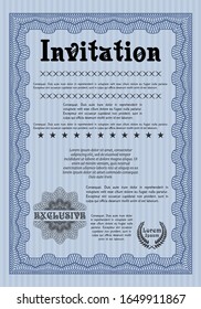 Blue Retro invitation. With quality background. Detailed. Lovely design. 