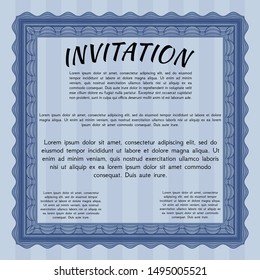 Blue Retro invitation. Superior design. Customizable, Easy to edit and change colors. With background. 