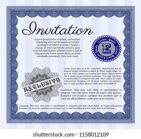 Blue Retro invitation template. With background. Vector illustration. Excellent design. 