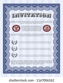 Blue Retro invitation template. With background. Retro design. Vector illustration. 