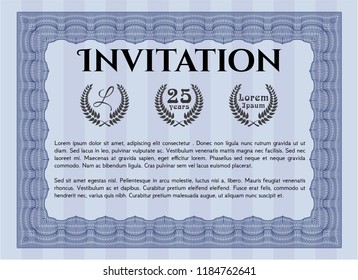 Blue Retro invitation template. With background. Customizable, Easy to edit and change colors. Modern design. 
