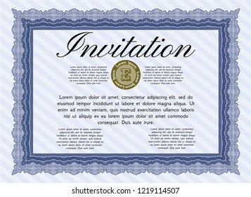 Blue Retro invitation template. With background. Customizable, Easy to edit and change colors. Nice design. 