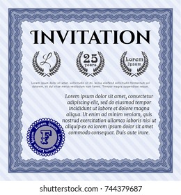 Blue Retro invitation template. With background. Excellent design. Vector illustration. 