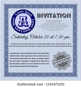 Blue Retro invitation template. Complex background. Detailed. Superior design. 