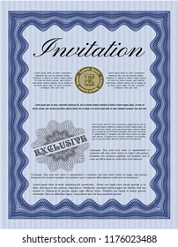 Blue Retro invitation template. Complex background. Money Pattern design. Detailed. 