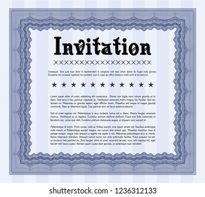 Blue Retro invitation template. With complex linear background. Retro design. Vector illustration. 