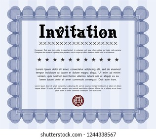 Blue Retro invitation template. Complex background. Good design. Detailed. 