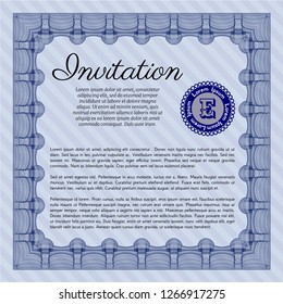 Blue Retro invitation template. With complex background. Money style design. Customizable, Easy to edit and change colors. 