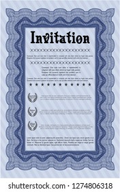 Blue Retro invitation template. Complex background. Vector illustration. Lovely design. 