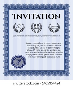 Blue Retro invitation template. With complex background. Customizable, Easy to edit and change colors. Nice design. 
