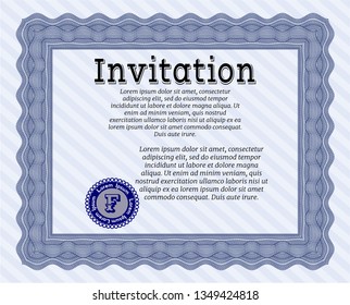Blue Retro invitation template. Customizable, Easy to edit and change colors. With background. Elegant design. 