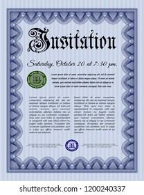 Blue Retro invitation template. Easy to print. Superior design. Customizable, Easy to edit and change colors. 