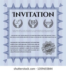 Blue Retro invitation template. Easy to print. Elegant design. Customizable, Easy to edit and change colors. 