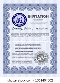 Blue Retro invitation template. Easy to print. Customizable, Easy to edit and change colors. Excellent design. 