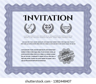 Blue Retro invitation template. Elegant design. Vector illustration. Printer friendly. 