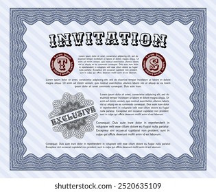 Blue Retro invitation template. Elegant design. With quality background. Customizable, Easy to edit and change colors. 