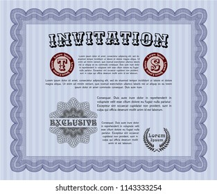 Blue Retro invitation template. Excellent design. Vector illustration. With background. 