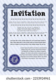 Blue Retro invitation template. Excellent design.  Detailed. 