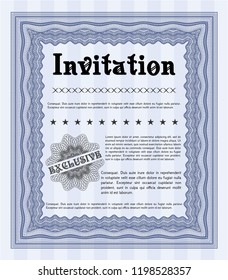 Blue Retro invitation template. Good design. Complex background. Customizable, Easy to edit and change colors. 