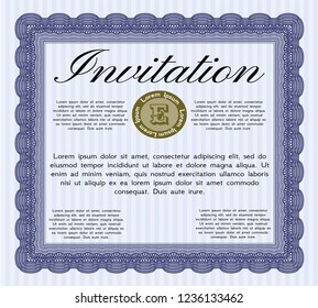 Blue Retro invitation template. Good design. Printer friendly. Customizable, Easy to edit and change colors. 