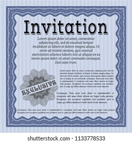 Blue Retro invitation template. Lovely design. Complex background. Customizable, Easy to edit and change colors. 