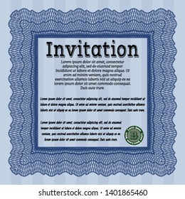 Blue Retro invitation template. Modern design. With quality background. Detailed. 