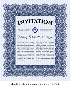 Blue Retro invitation template. Modern design.   