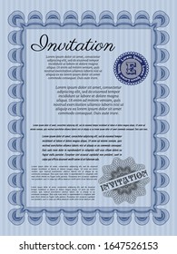 Blue Retro invitation template. Money design. With quality background. Detailed. 