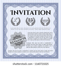 Blue Retro invitation template. Perfect design. With complex background. Detailed. 