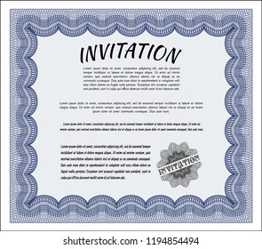 Blue Retro invitation template. Perfect design. Vector illustration. Printer friendly. 