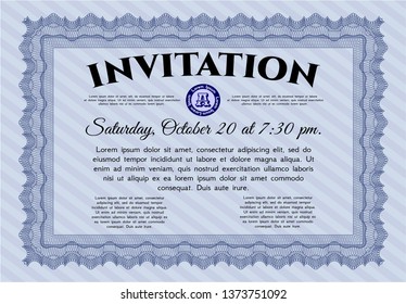 Blue Retro invitation template. Perfect design. Vector illustration. With quality background. 