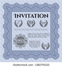 Blue Retro invitation template. Perfect design. With background. Customizable, Easy to edit and change colors. 