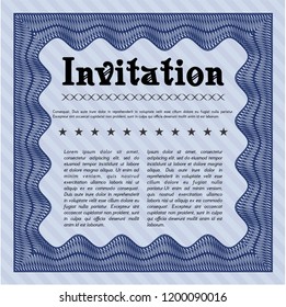 Blue Retro invitation template. Printer friendly. Customizable, Easy to edit and change colors. Superior design. 