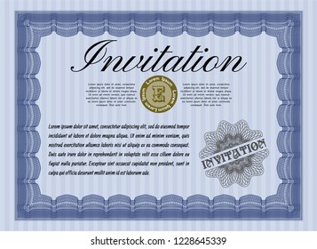 Blue Retro invitation template. With quality background. Vector illustration. Superior design. 
