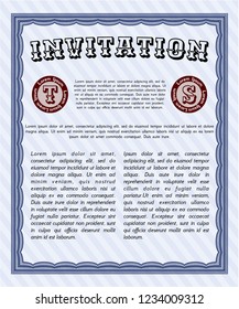 Blue Retro invitation template. With quality background. Perfect design. Vector illustration. 