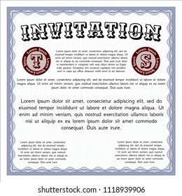 Blue Retro invitation template. Superior design. With quality background. Vector illustration. 