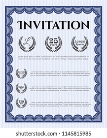 Blue Retro invitation template. Superior design. Easy to print. Customizable, Easy to edit and change colors. 