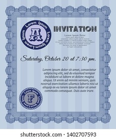 Blue Retro invitation template. Superior design. Complex background. Customizable, Easy to edit and change colors. 