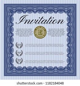 Blue Retro invitation template. Vector illustration. Easy to print. Retro design. 