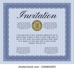 Blue Retro invitation template. Vector illustration. With quality background. Beauty design. 