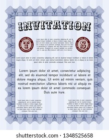 Blue Retro invitation template. Vector illustration. With quality background. Money Pattern design. 