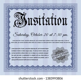 Blue Retro invitation template. Vector illustration. With quality background. Retro design. 