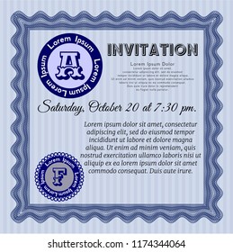 Blue Retro invitation. Vector illustration. With quality background. Nice design. 