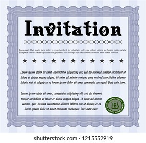 Blue Retro invitation. Vector illustration. With quality background. Sophisticated design. 
