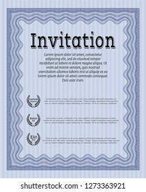 Blue Retro invitation. Vector illustration. With background. Cordial design. 