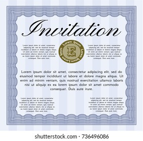 Blue Retro invitation. Vector illustration. With complex background. Sophisticated design. 