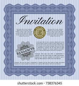 Blue Retro invitation. Vector illustration. With quality background. Superior design. 