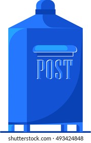 Blue retro mail box isolated  on white background